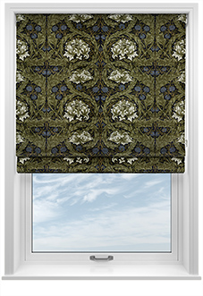 William Morris At Home African Marigold Velvet, Cornflower - Roman Blind